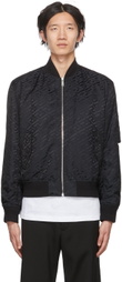 Versace Black & Navy Reversible La Greca Bomber Jacket