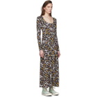 Les Reveries Black Floral Slit Dress