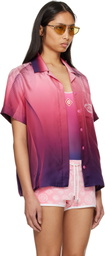 Casablanca Pink Gradient Short Sleeve Silk Shirt