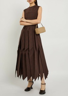 A.W.A.K.E Mode Checked Panelled Woven Midi Dress Brown