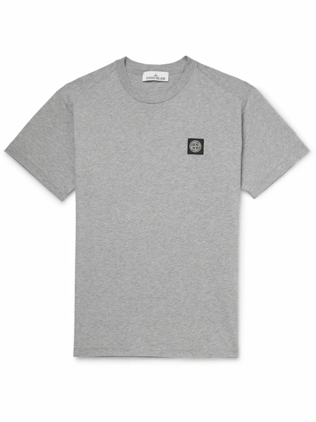 Photo: Stone Island - Logo-Appliquéd Cotton-Jersey T-Shirt - Gray