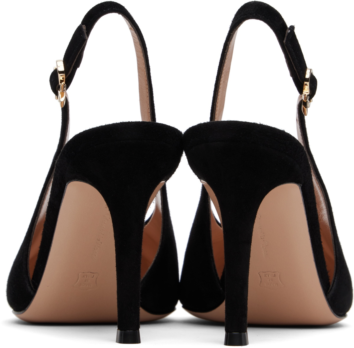 Gianvito Rossi Organza Camoscio Slingback Heel in Black
