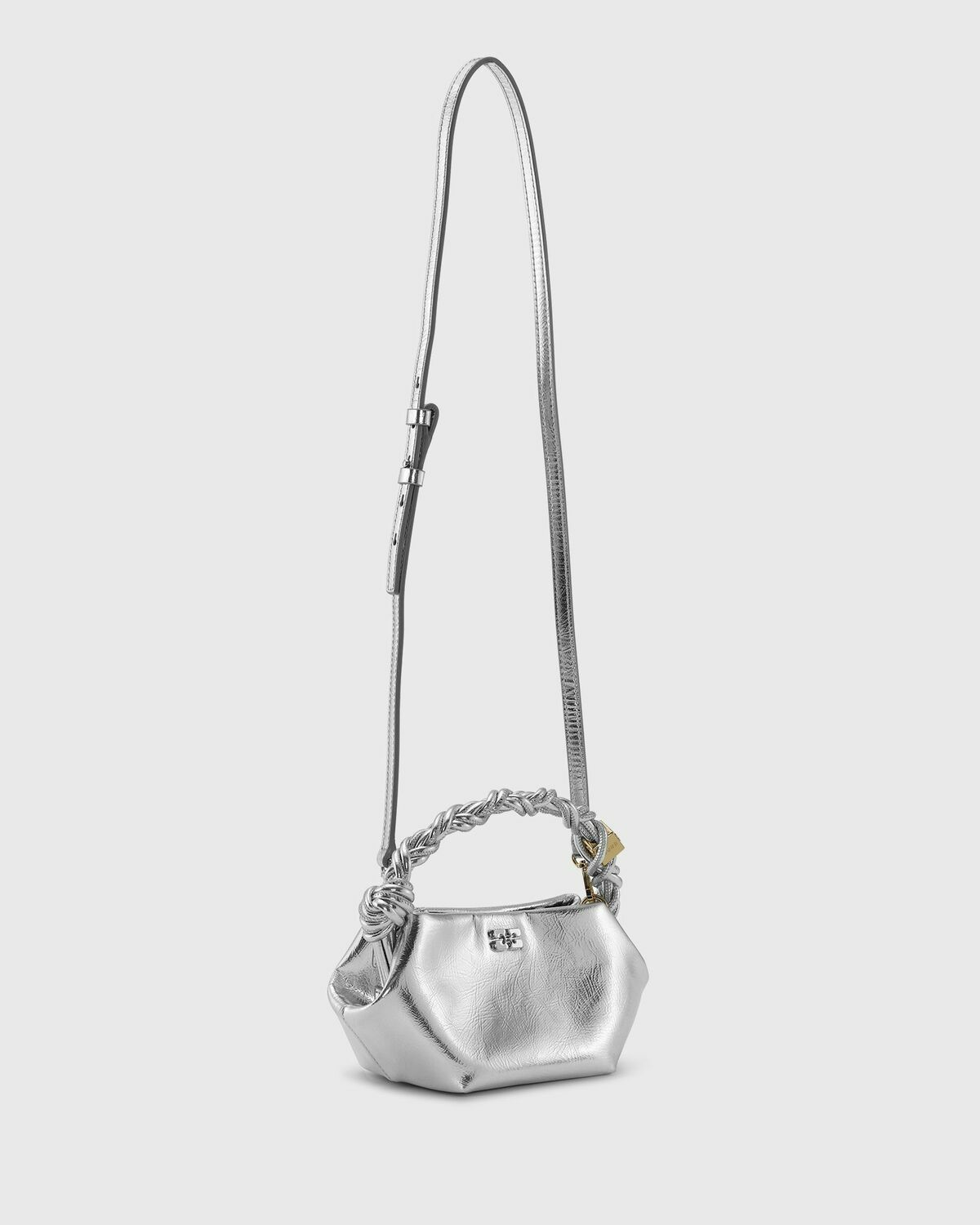 Ganni Bou Bag Mini Metallic Silver Handbags GANNI