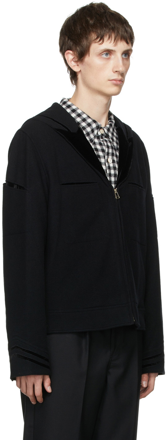 BED J.W. FORD Black Wool Sailor Collar Jacket BED J.W. FORD