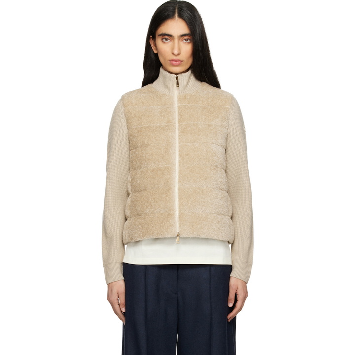 Photo: Moncler Beige Padded Teddy & Wool Zip-Up Down Jacket