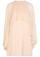 Chloe Ruffled Cape-effect Silk Mini Dress Light Pink
