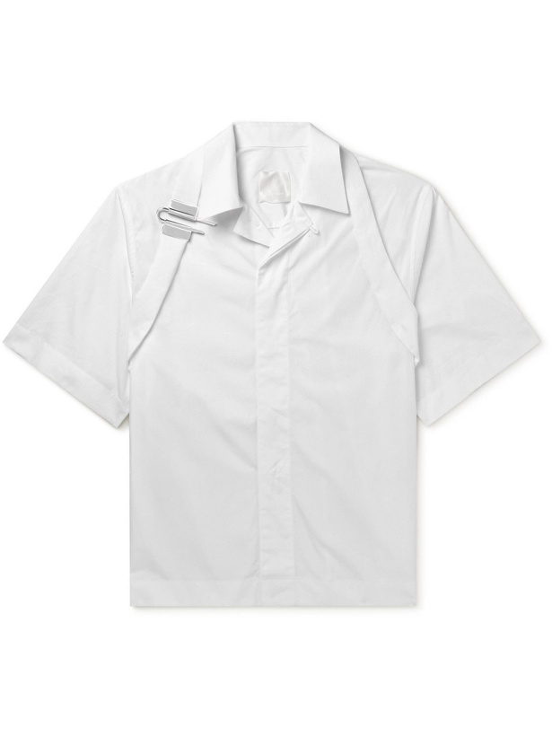 Photo: Givenchy - Convertible-Collar Harness-Detailed Cotton-Poplin Shirt - White