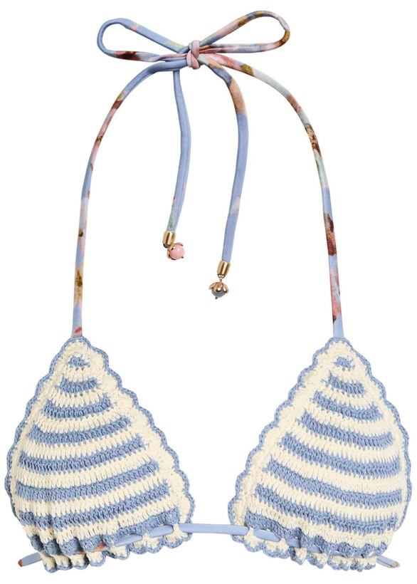 Photo: Zimmermann Awaken Striped Crochet Cotton Bikini top Blue