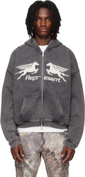 Represent Gray Pegasus Zip Through Hoodie