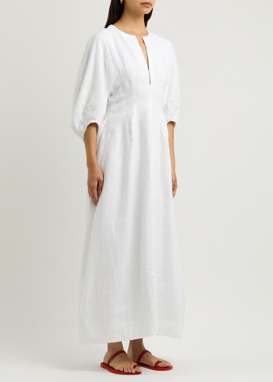 Faithfull The Brand Soleil Linen Midi Dress White