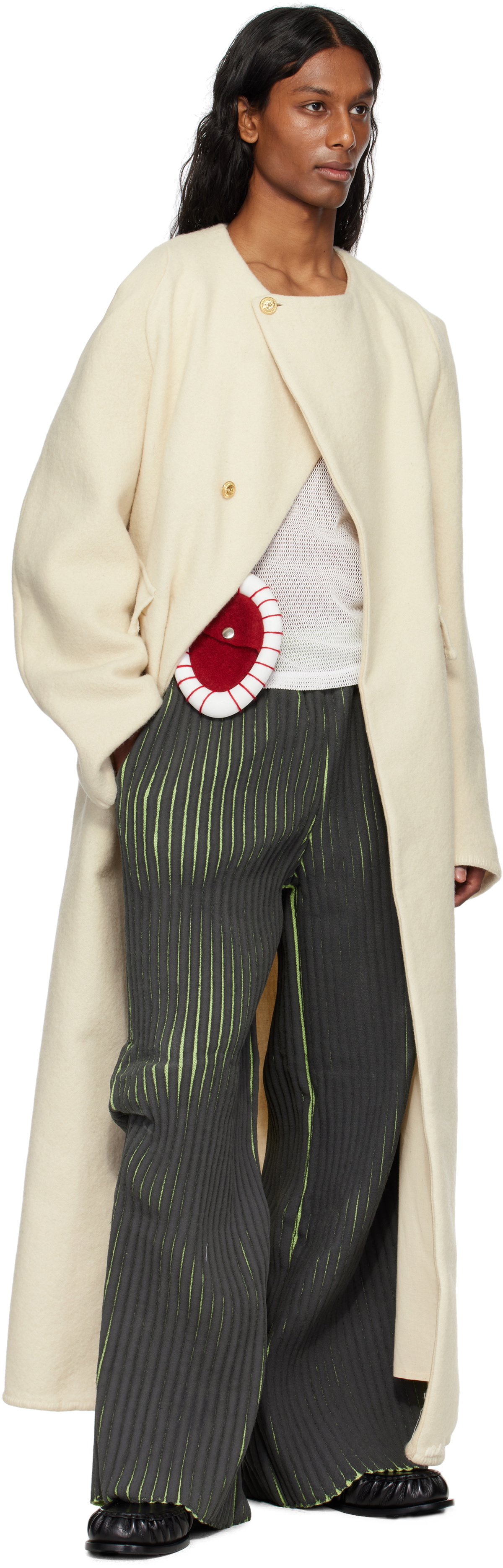 Stanley Raffington Off-White Collarless Coat
