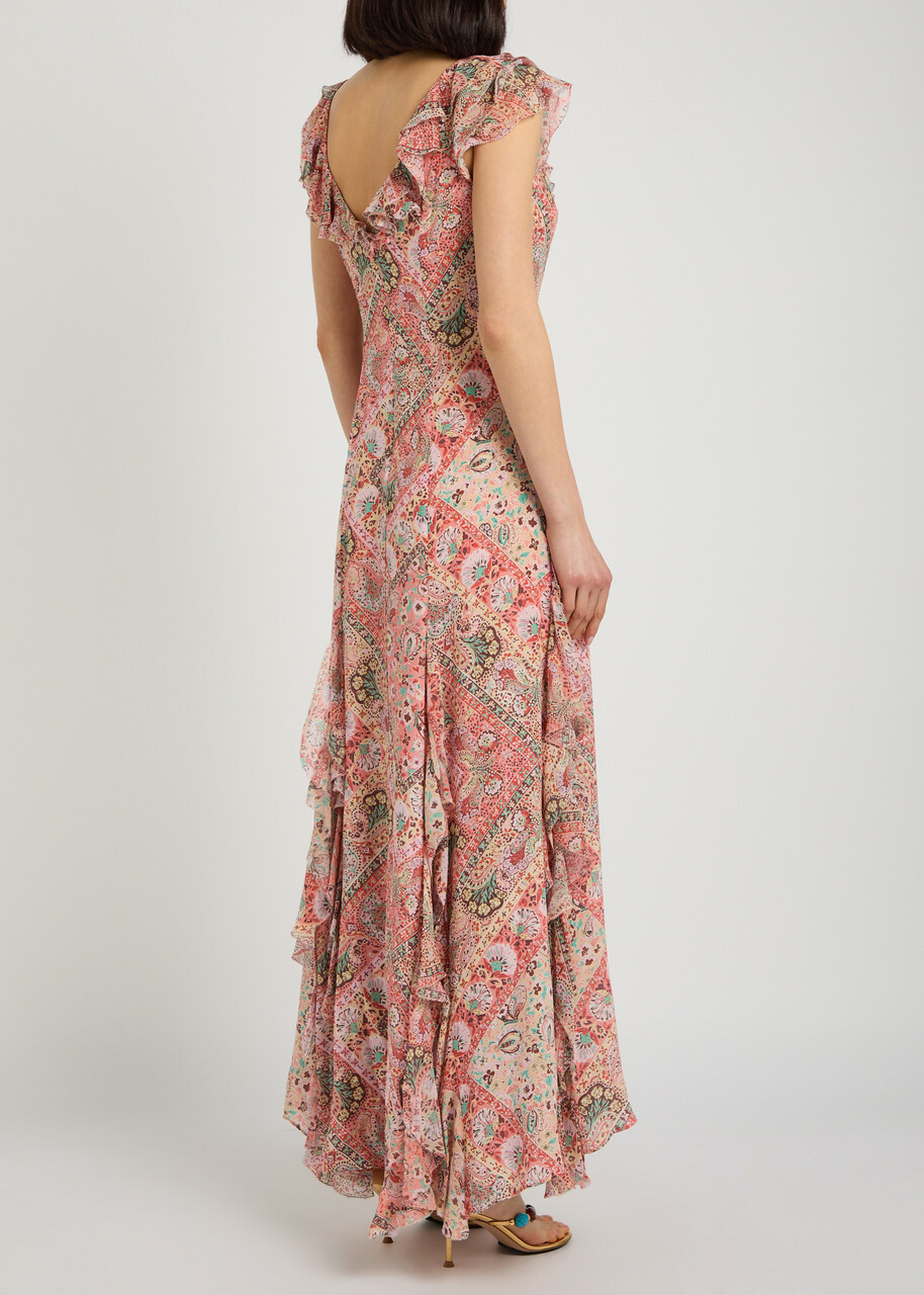 Rixo Ambika Patterned Silk-chiffon Maxi Dress Multicoloured