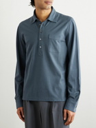 TOM FORD - Cotton and Silk-Blend Piqué Polo Shirt - Blue