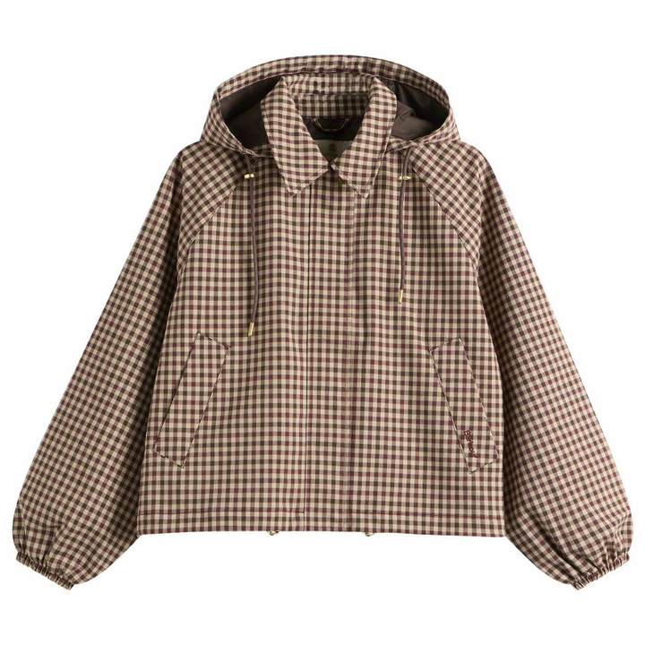 Photo: Barbour Women's Audrey Showerproof Jacket in Cranberry/Brown Gingham
