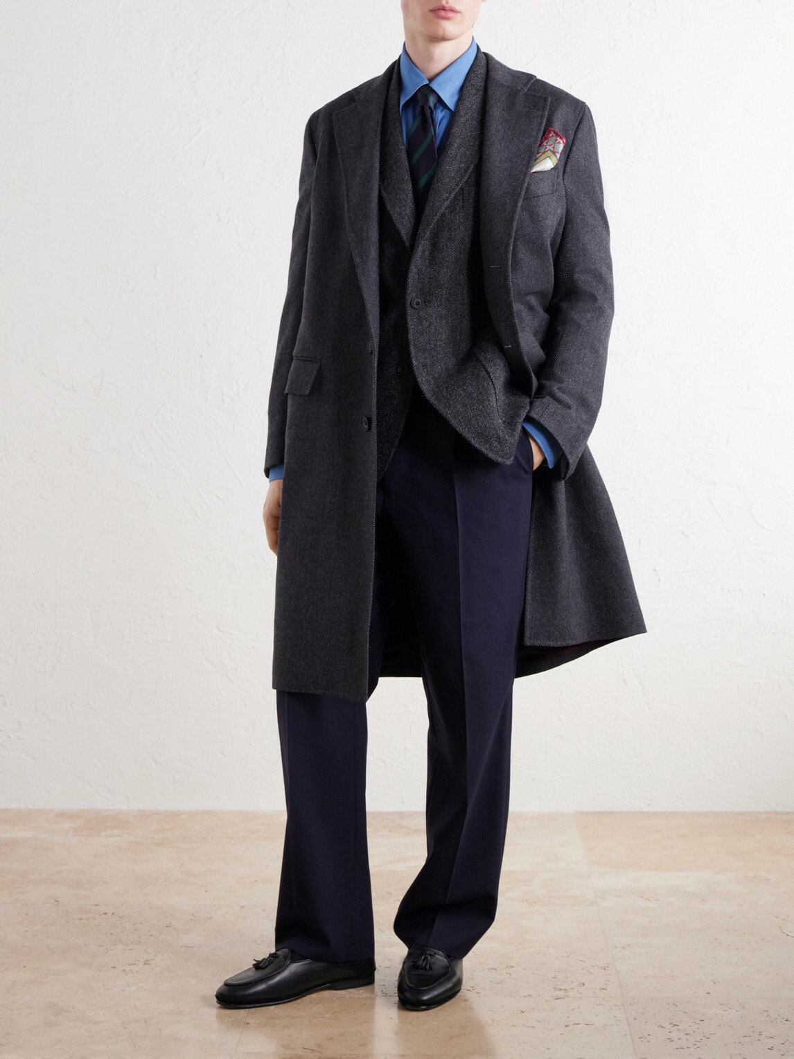 Rubinacci - Herringbone Virgin Wool Coat - Gray