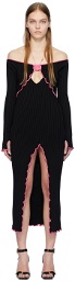 Versace Jeans Couture Black V-Emblem Midi Dress