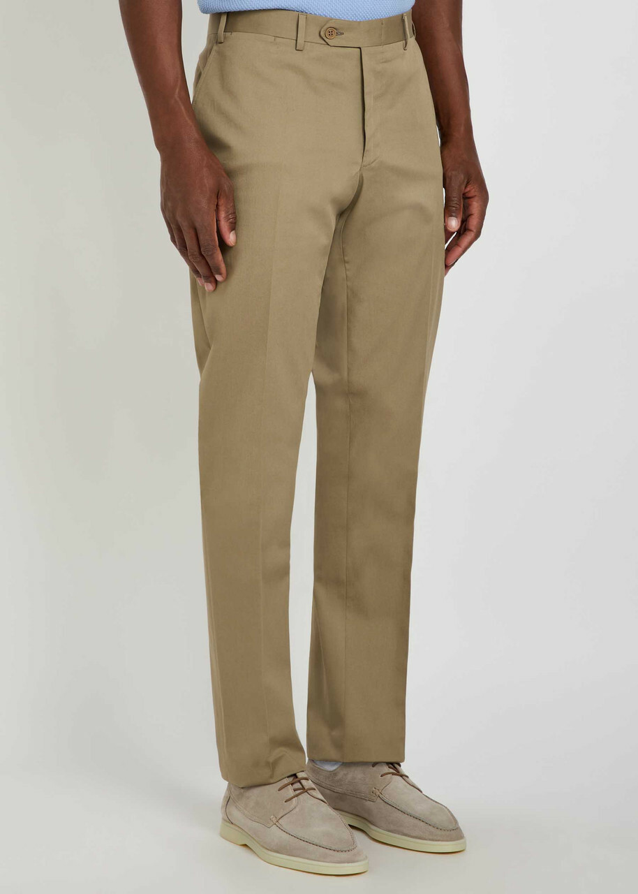 Canali Tapered-leg Stretch-cotton Poplin Trousers Stone
