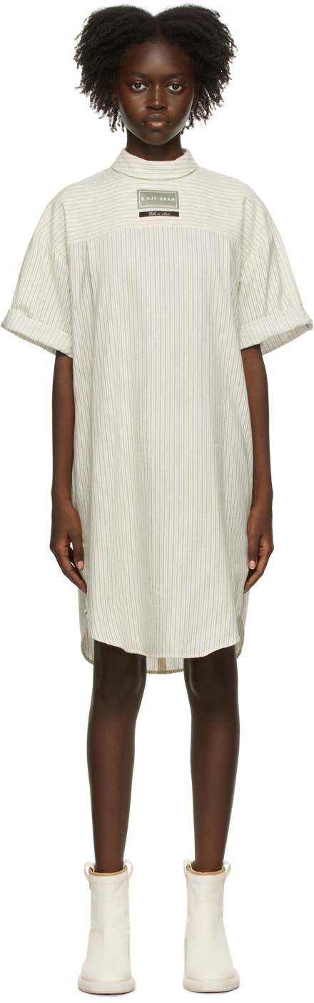 MM6 Maison Margiela Reversible Beige Stripe Shirt Dress MM6 Maison Margiela