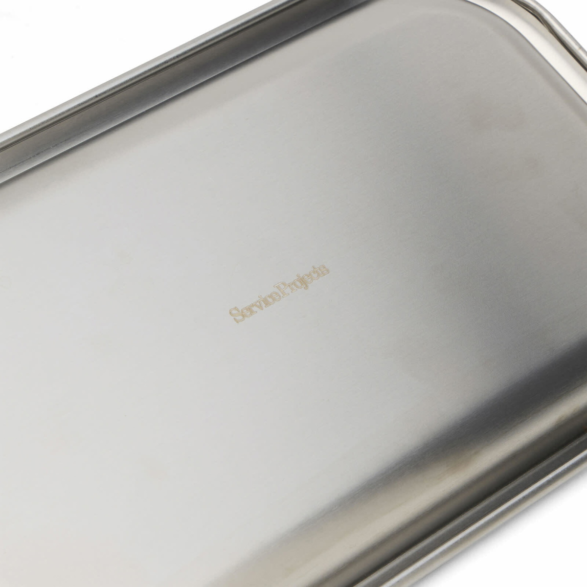 Service Projects Small Steel Serving Tray in Brushed Steel 