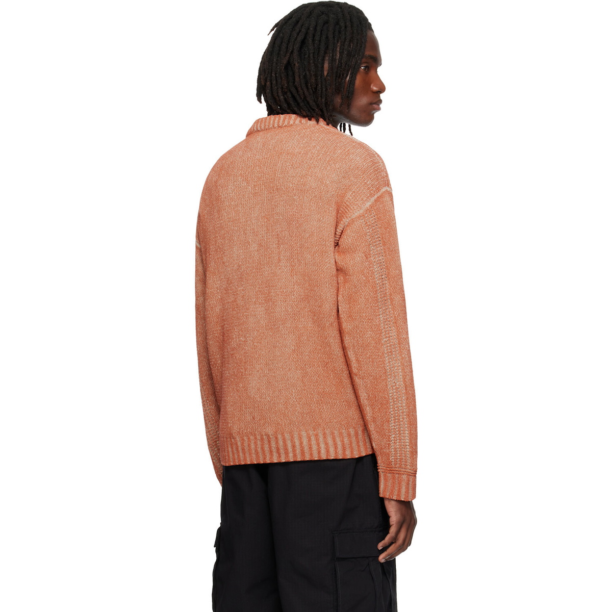 Stone Island Orange 5100016 Treated Cotton Chenille Sweater