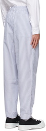 Comme des Garçons Shirt Blue & White Gabardine Stripe Trousers