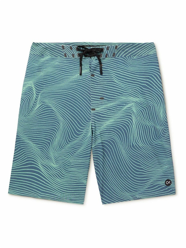 Photo: Outerknown - Apex Long-Length Printed Recycled Swim Shorts - Blue