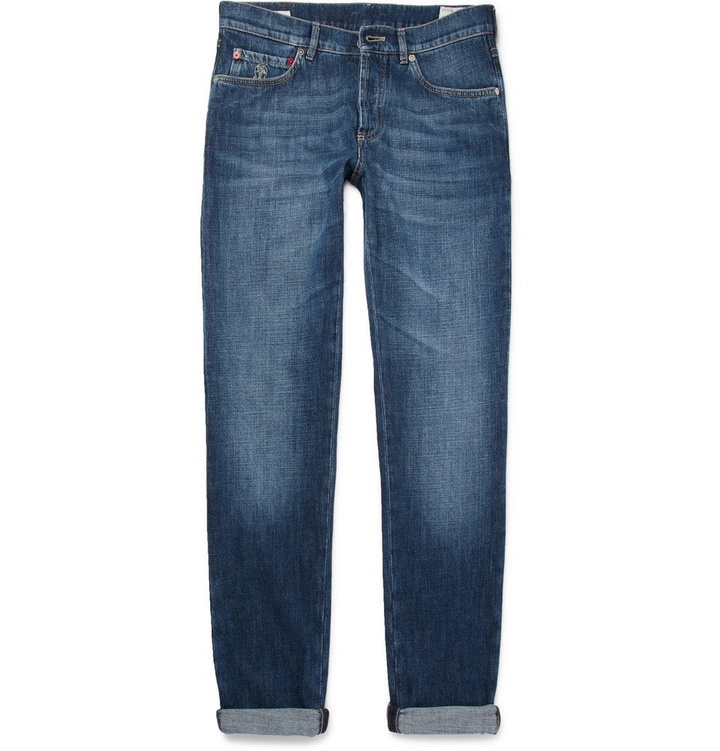 Photo: Brunello Cucinelli - Slim-Fit Washed-Denim Jeans - Blue