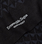 Ermenegildo Zegna - Textured Stretch Cotton-Blend Jacquard Socks - Navy