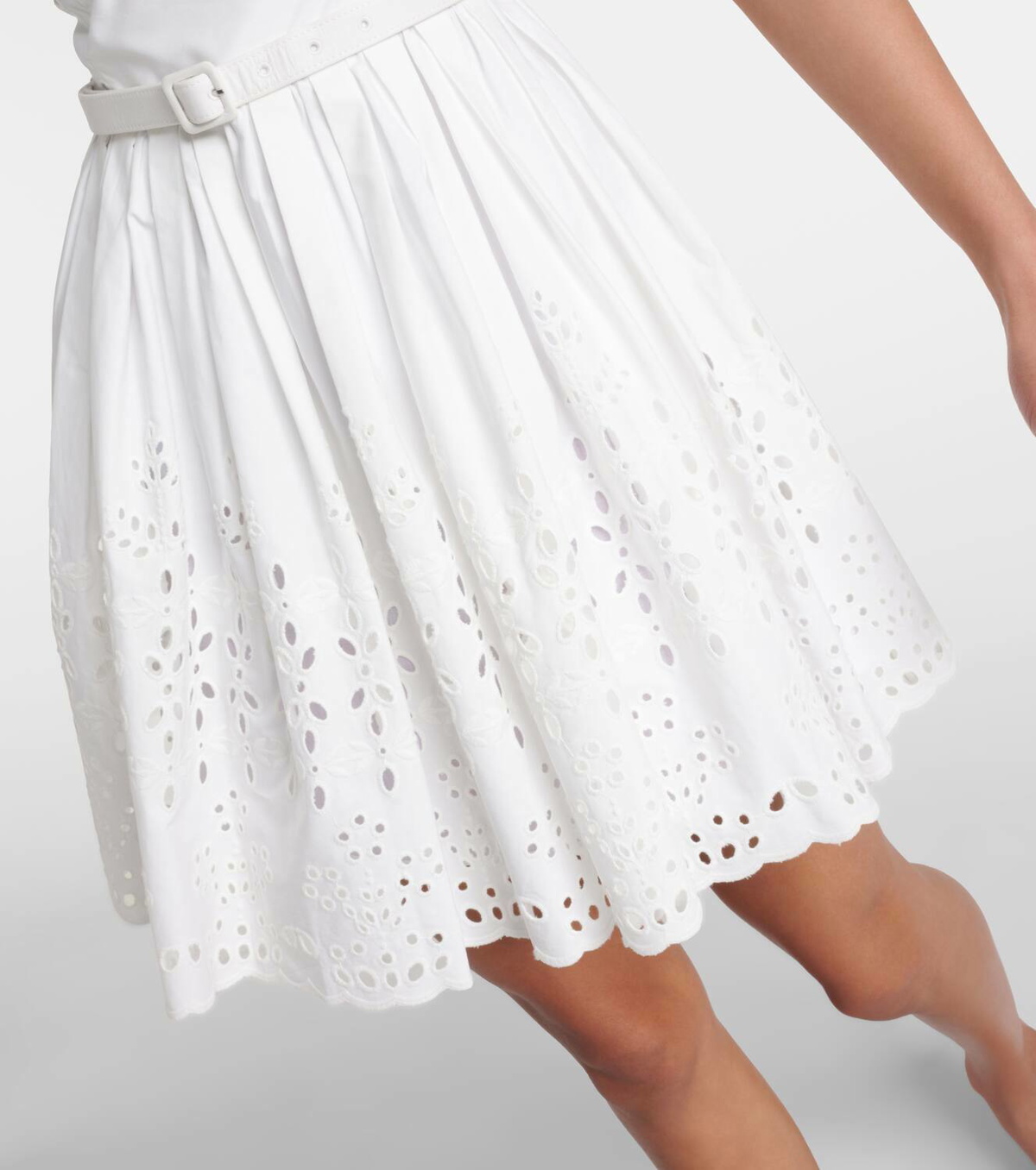 white christmas dresses White Cotton Broderie Mini Dress – self-portrait-EU main image 1