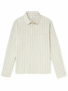 Mr P. - Washed Striped Cotton-Blend Twill Overshirt - Neutrals