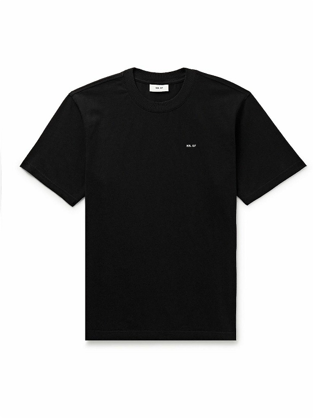 Photo: NN07 - Adam 3209 Logo-Embroidered Pima Cotton-Jersey T-Shirt - Black