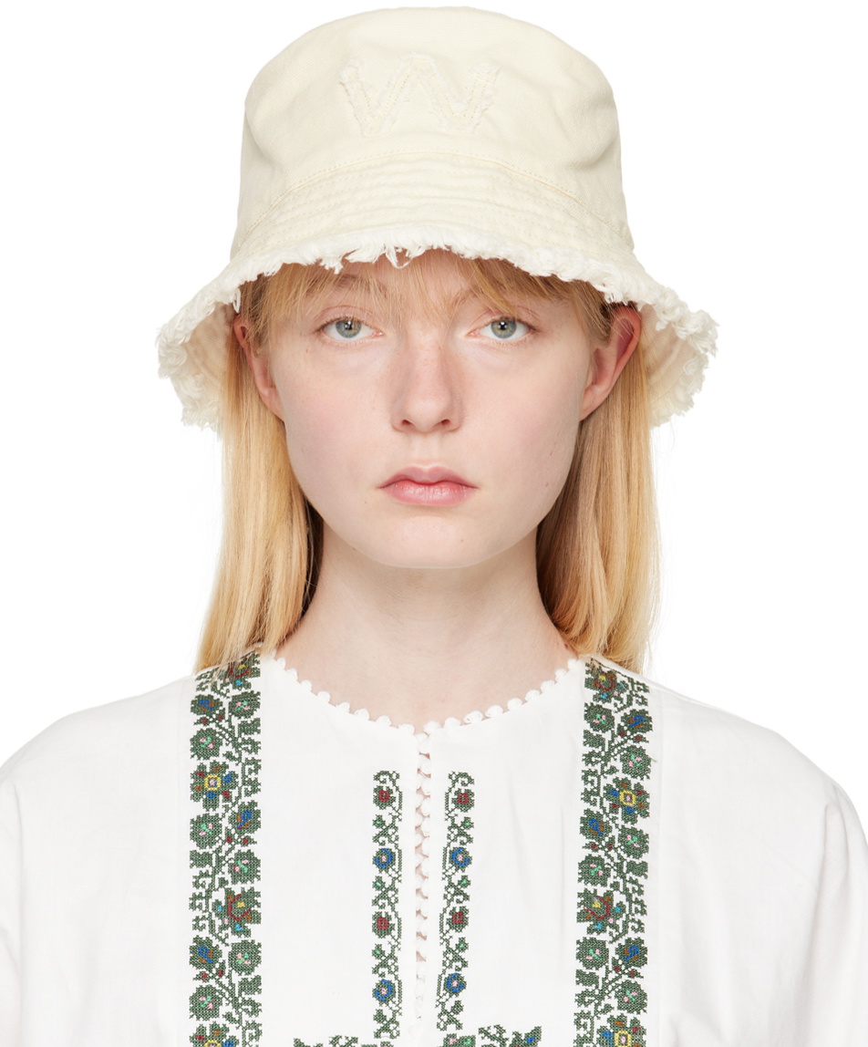 Weekend Max Mara Off-White Frayed Bucket Hat Weekend Max Mara