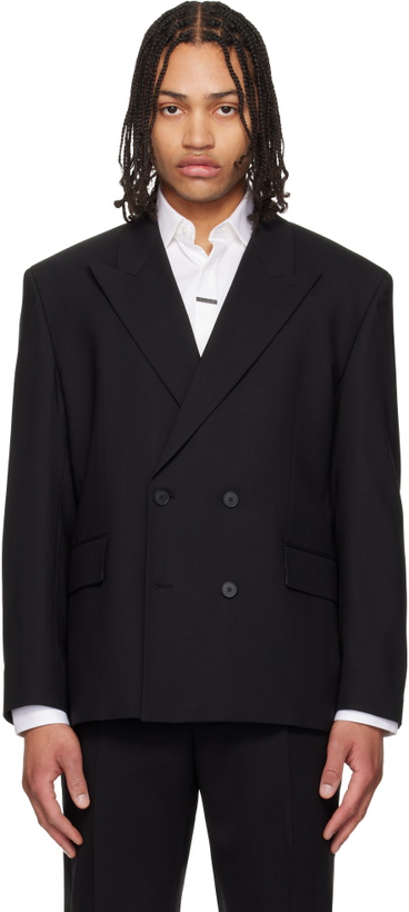 Photo: Hugo Black Double-Breasted Wool-Blend Twill Blazer