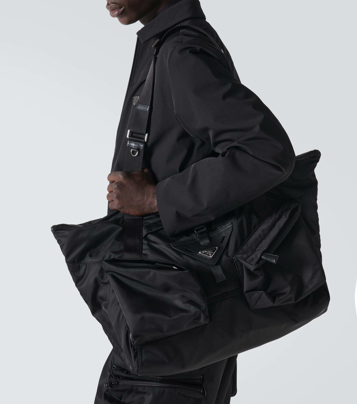 Prada Re-Nylon leather-trimmed duffel bag