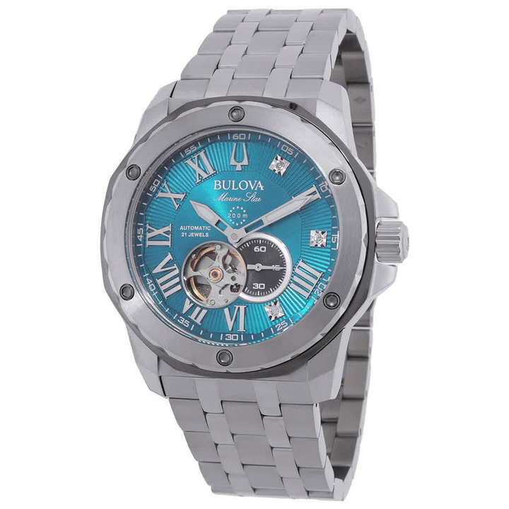 Photo: Bulova Marine Star Marc Anthony Automatic Diamond Blue Dial Mens Watch 98D184