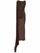THE ATTICO Sheer Long Dress with Scarf Panel