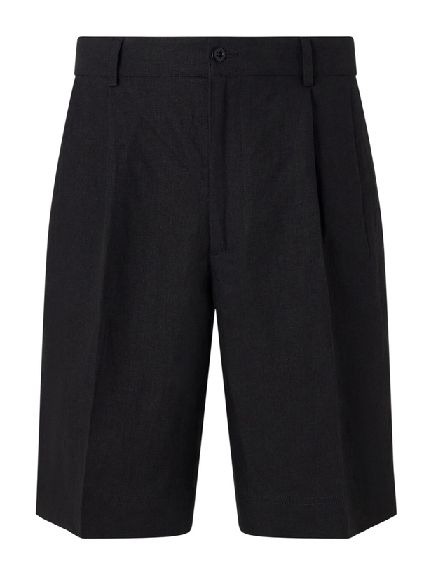 Photo: Rubinacci - Straight-Leg Pleated Linen Shorts - Black