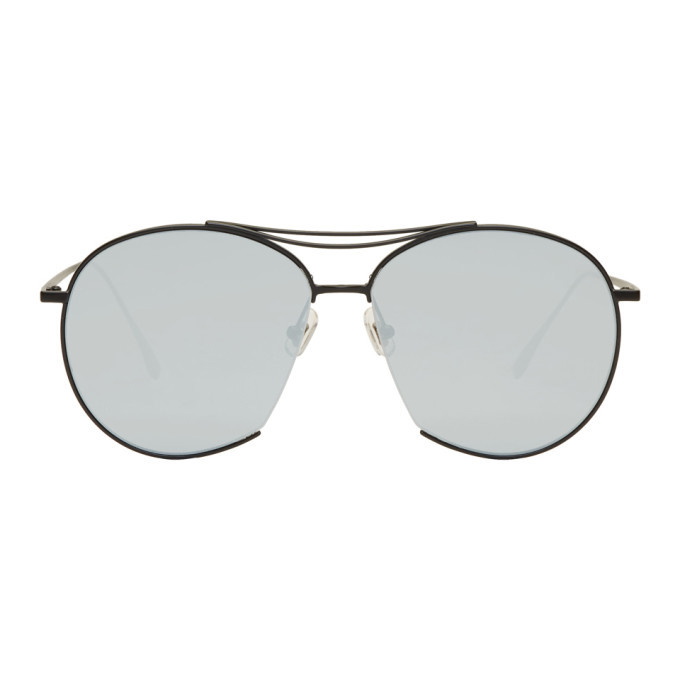Gentle Monster Black and Silver Jumping Jack Aviator Sunglasses