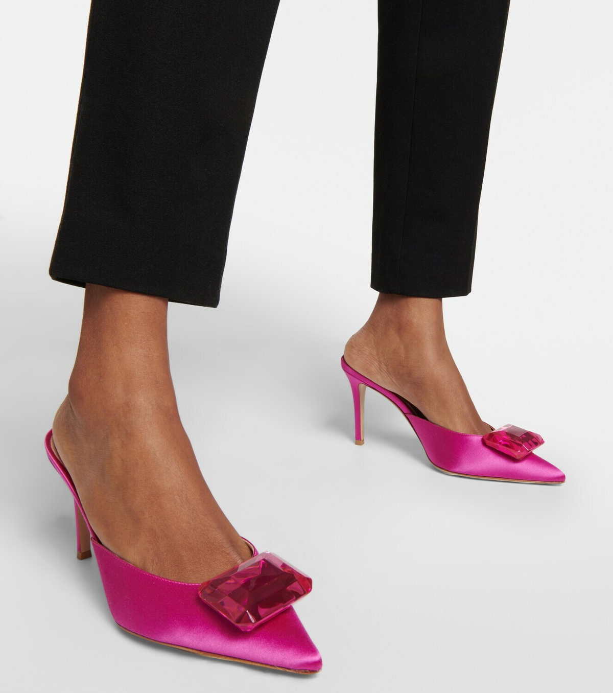 【大人気】Gianvito Rossi Jaipur 85 クリスタルサテンミュール Gianvito Rossi - Jaipur embellished satin mules Gianvito Rossi