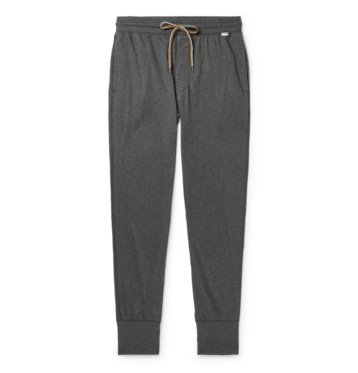 Photo: Paul Smith - Slim-Fit Tapered Mélange Cotton-Jersey Sweatpants - Gray