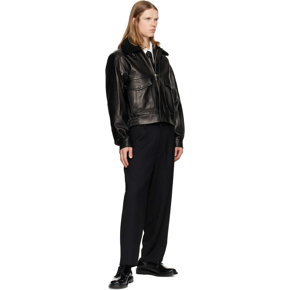 Ernest W. Baker Black Leather Tie