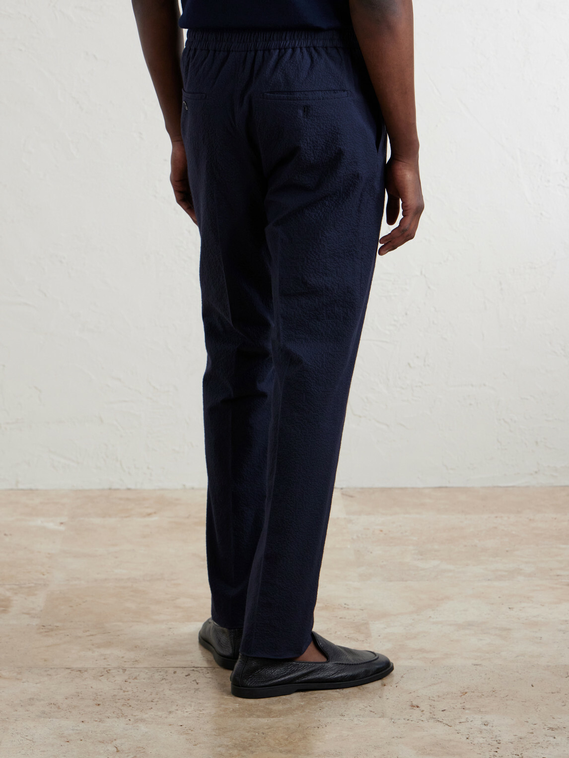 Slowear - Tapered Cotton-Blend Seersucker Trousers - Blue
