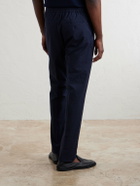 Slowear - Tapered Cotton-Blend Seersucker Trousers - Blue