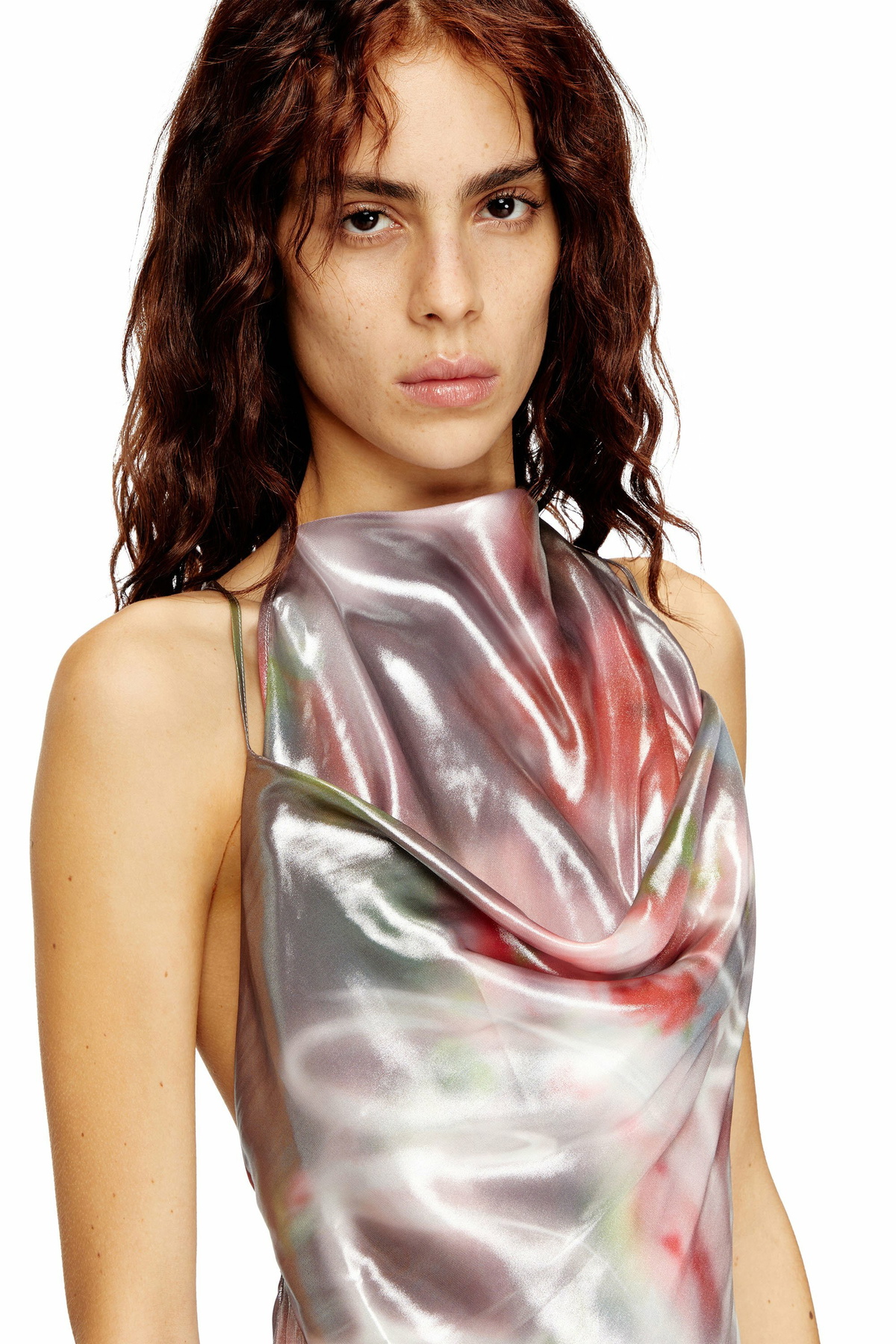 Diesel Metallic midi dress with rose print - Dresses Womens in Multicolor