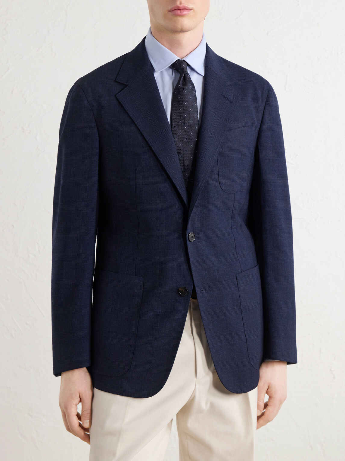 Dunhill - Wool and Mohair-Blend Prince of Wales Blazer - Blue