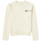 Moncler Men's Logo Crew Knit in White