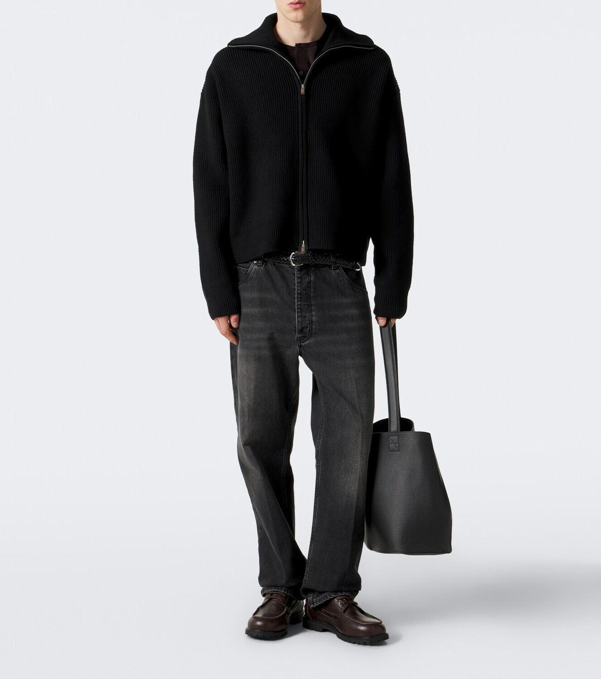Studio Nicholson Ribbed-knit wool zip-up sweater