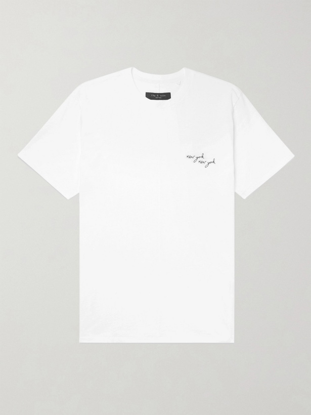 Photo: RAG & BONE - Embroidered Cotton-Jersey T-Shirt - White