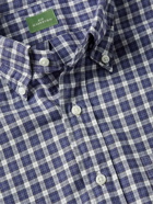 Sid Mashburn - Checked Brushed Cotton-Twill Shirt - Blue