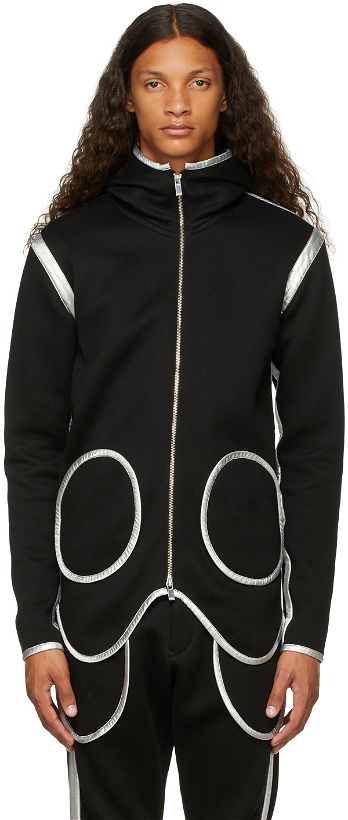 Photo: Sulvam Black Circle Double-Face Jersey Zip-Up Hoodie